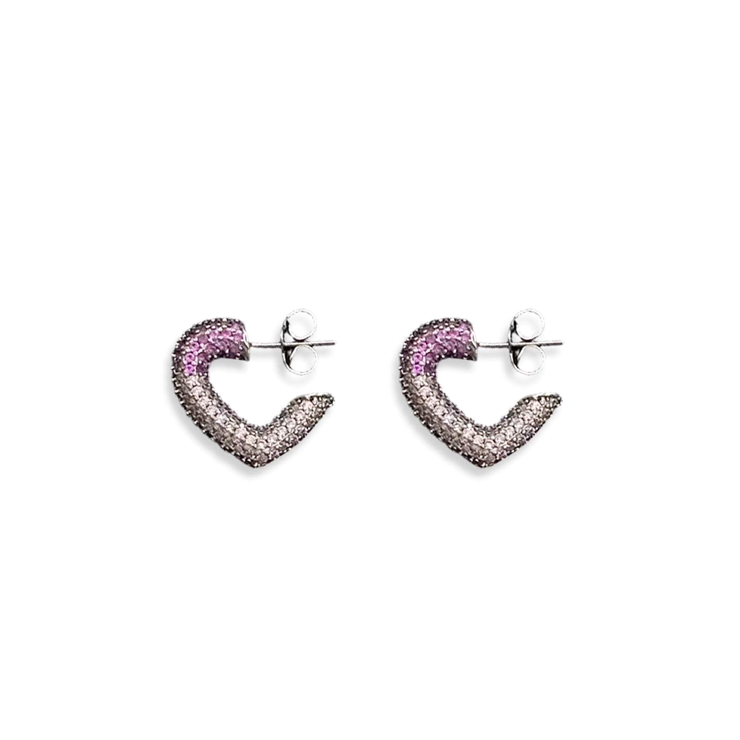 LOUIS VUITTON HEART-SHAPED PINK RHINESTONE EARRINGS 